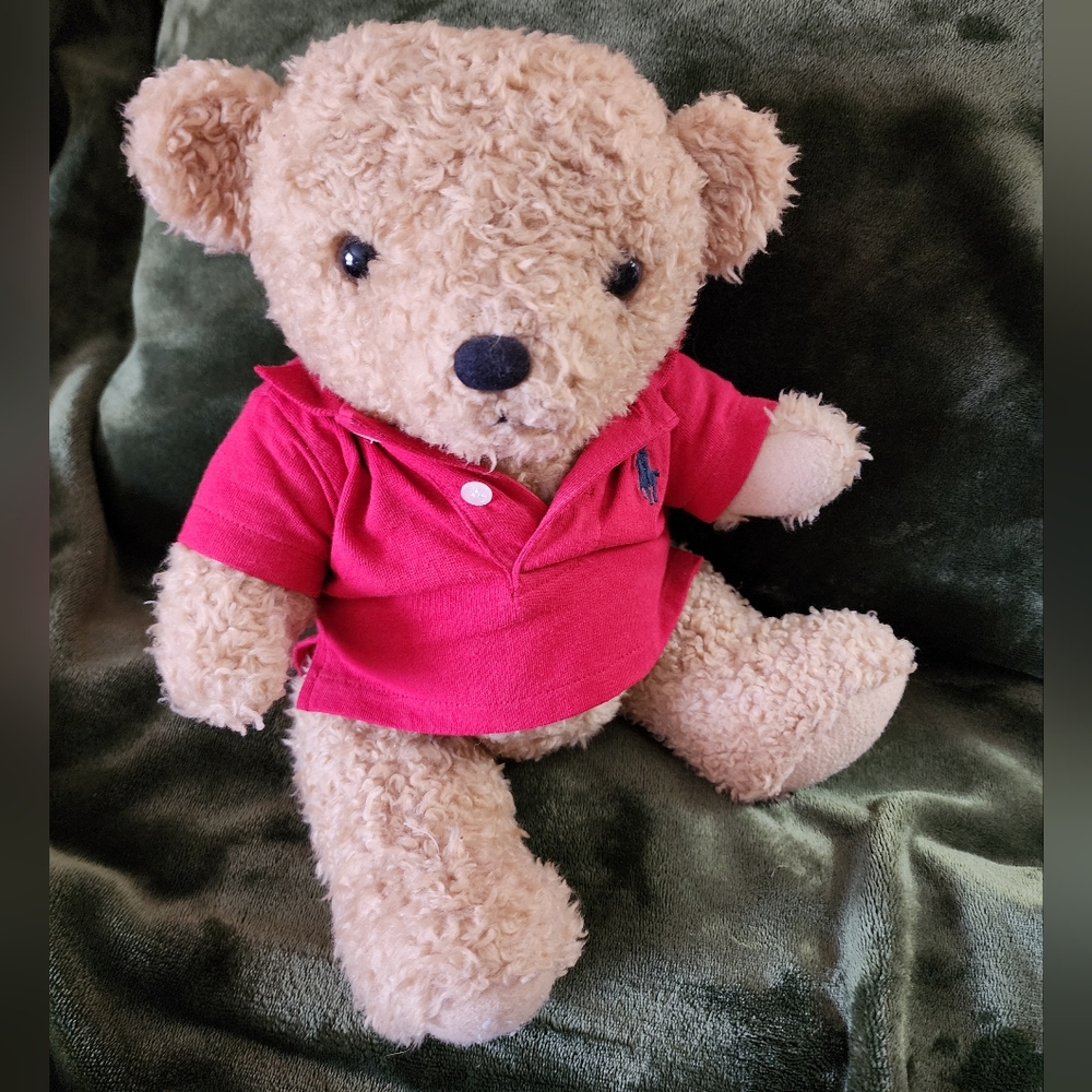 NWT Vintage Polo Ralph Lauren Plush Teddy Bear Red Jointed Legs Stuffed Logo